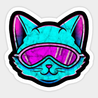 Synthwave Cat Retrowave Sticker